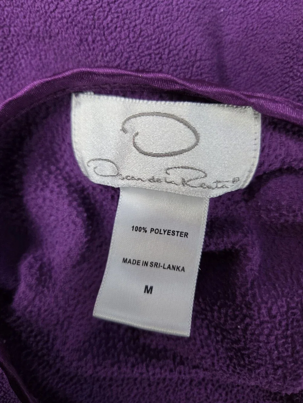 Oscar de la Renta Purple Fleece Pajama Set Striped Pants M